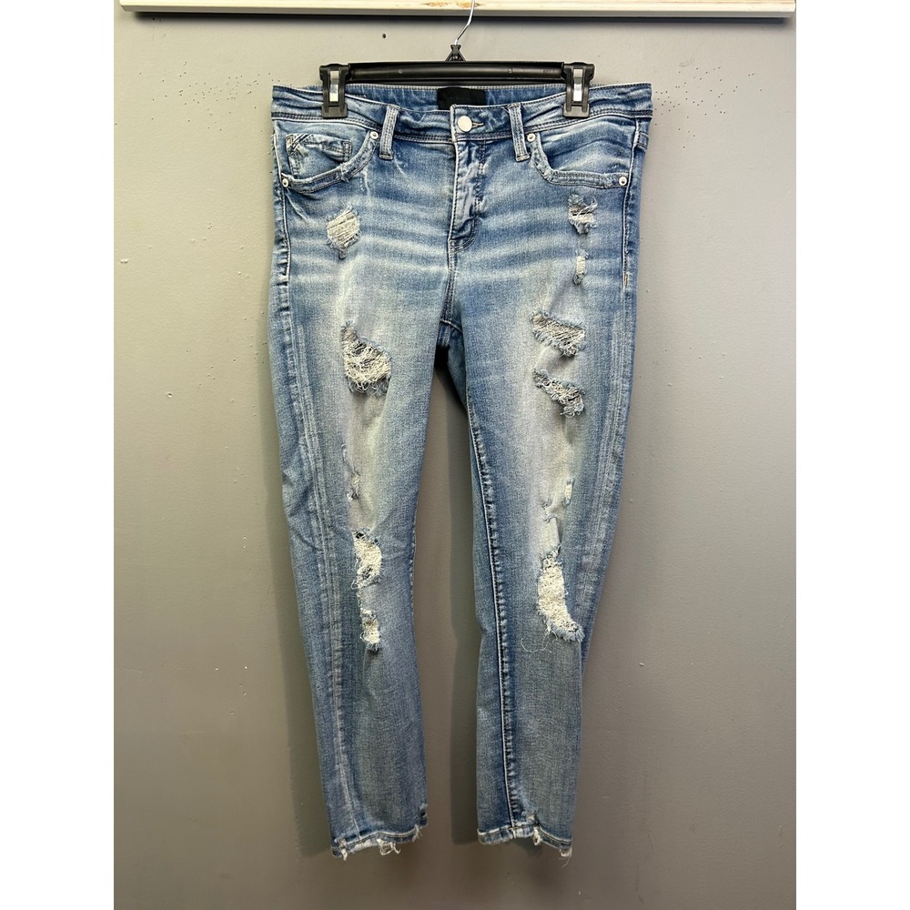 Buckle Black Jeans Womens 30 Blue Fit No. 53 Ankle Skinny Distressed BBW4211AA